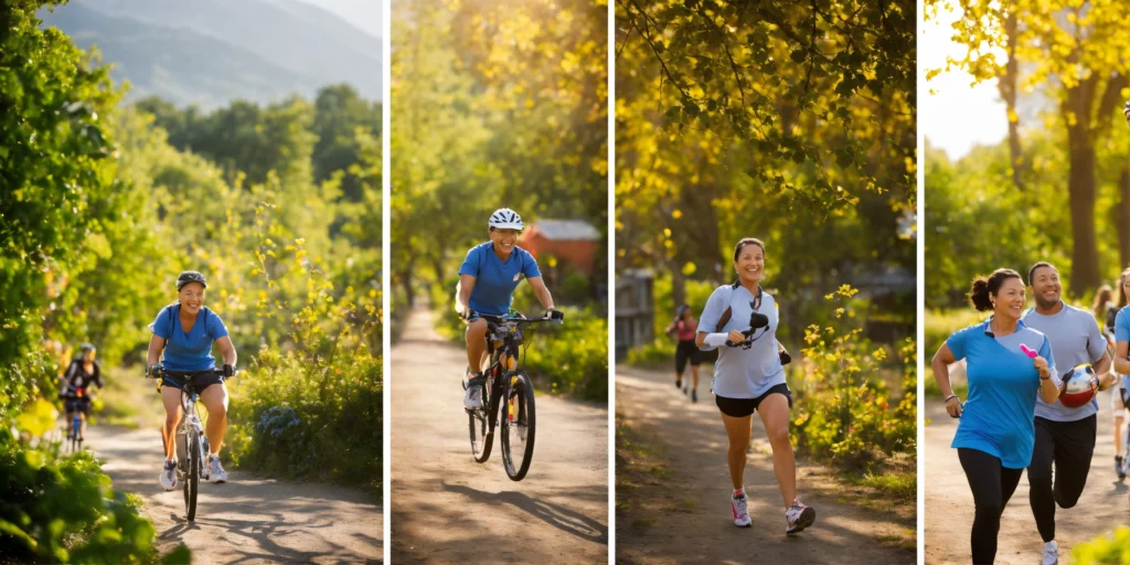 Sportler bei Fitnessübungen im Freien zur Saisonvorbereitung
Nahaufnahme von Trainingsgeräten für Kraft und Ausdauer